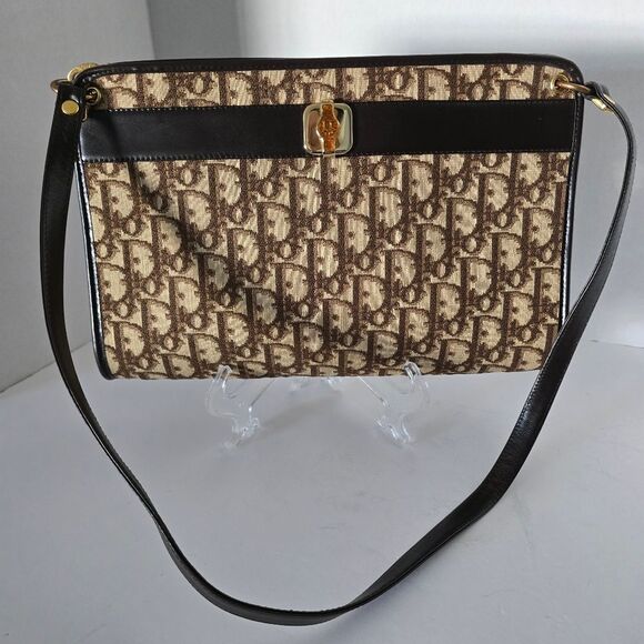 Authentic Christian Dior Trotter Brown Canvas Shoulder Bag - Picture 1 of 10